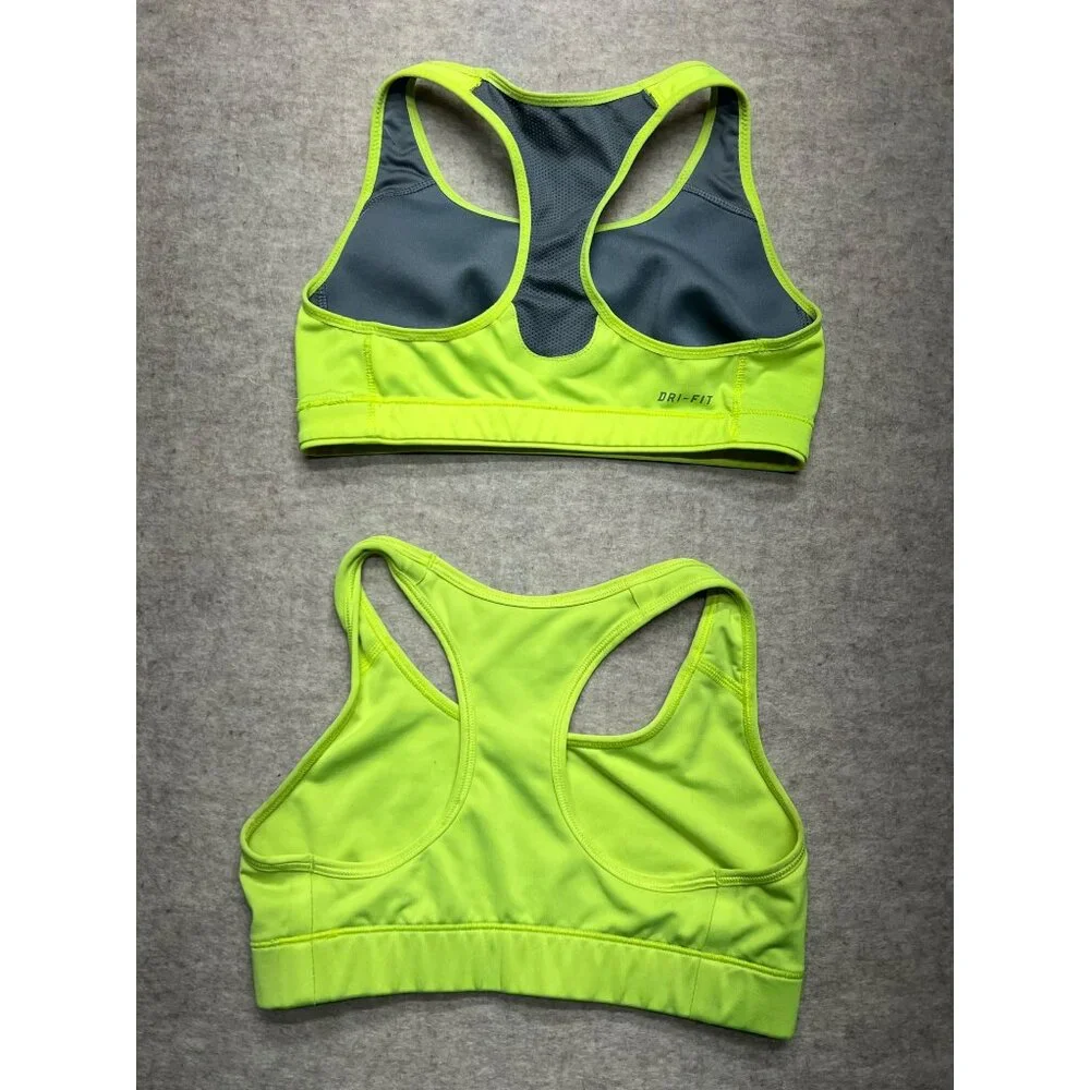 Nike Dri-Fit Neon Yellow/Green Racer Back Activewear Sports Bras Lot 2 Bras  XS - Picture 3 of 6